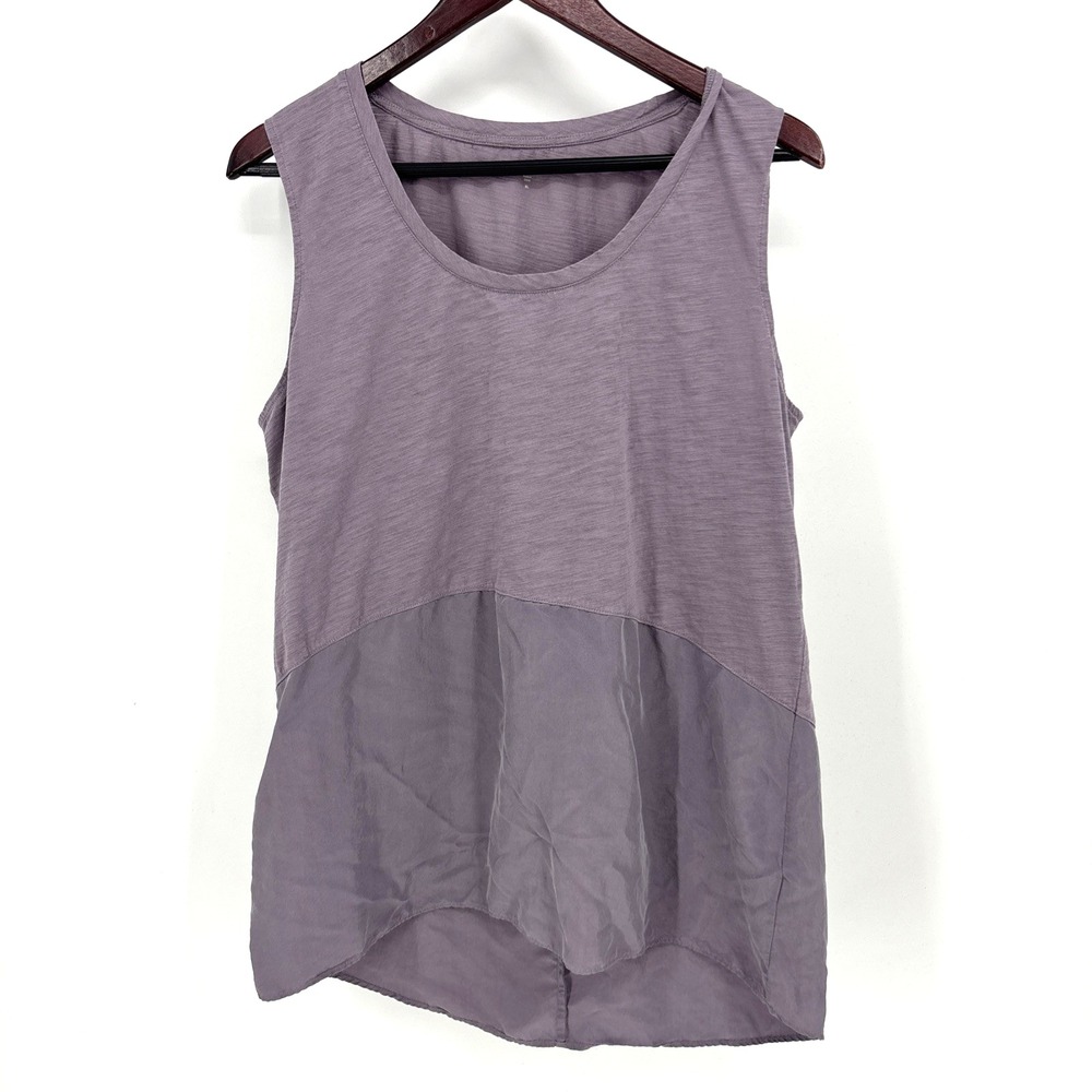Garnet Hill Womens XL Purple Tank Top Lagenlook Silk Cotton Blend Lightweight